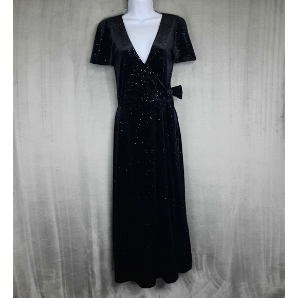 Blackmilk Dresses & Skirts - BlackMilk All That Glitters Black Velvet Wrap Midaxi Dress Small Whimsigoth Vamp